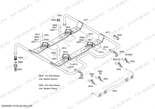 Взрыв-схема плиты (духовки) Bosch HSV645020H - Схема узла 05