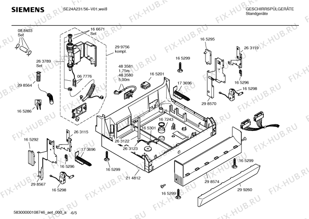Схема №5 SE54A633 с изображением Инструкция по эксплуатации для посудомоечной машины Siemens 00587799