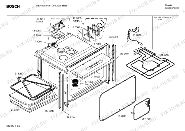 Схема №3 HEN4853 с изображением Панель управления для духового шкафа Bosch 00369518