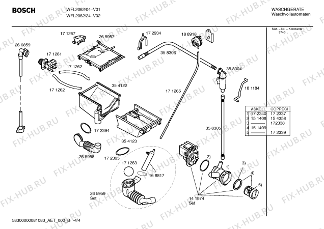 Схема №3 WFL2062 BOSCH Maxx WFL2062 с изображением Инструкция по эксплуатации для стиралки Bosch 00582859