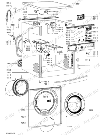 Схема №1 AWO/C 7440 S с изображением Обшивка для стиралки Whirlpool 481010609745