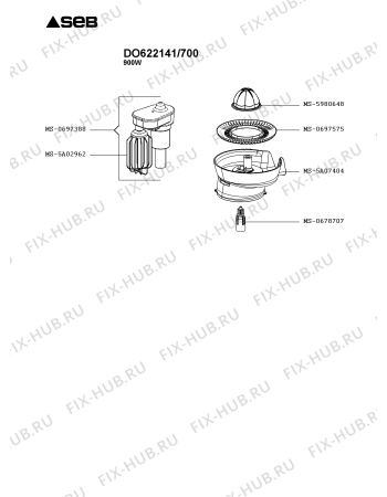 Схема №3 DO622141/700 с изображением Элемент корпуса для кухонного комбайна Seb MS-5A13503