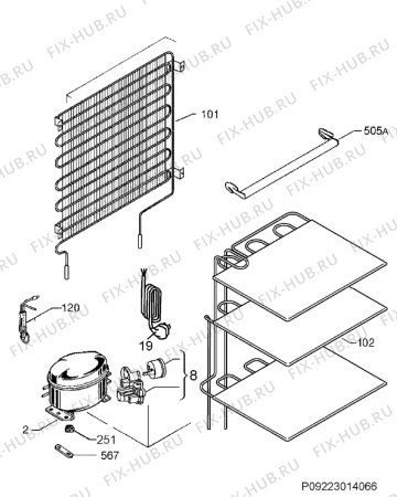 Взрыв-схема холодильника Electrolux EUT1100FW - Схема узла Cooling system 017