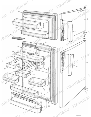 Взрыв-схема холодильника Electrolux END5298 - Схема узла Section 3