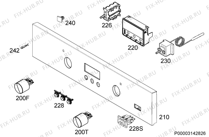 Взрыв-схема плиты (духовки) Zanussi ZOB65802XU - Схема узла Command panel 037