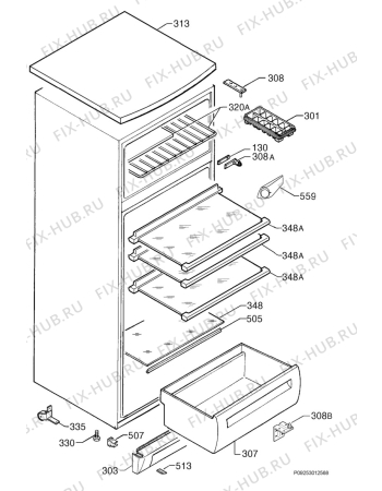 Схема №1 FRI315W с изображением Полка для холодильной камеры Electrolux 2249061025