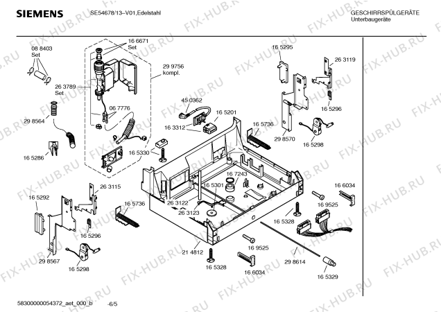 Взрыв-схема посудомоечной машины Siemens SE54678 EXTRAKLASSE - Схема узла 05