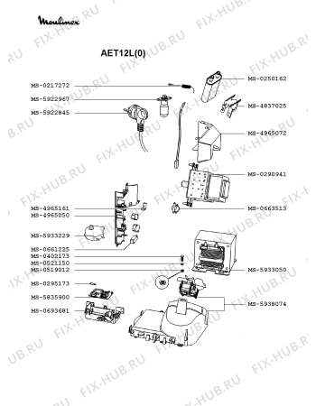 Взрыв-схема микроволновой печи Moulinex AET12L(0) - Схема узла GP002064.4P2