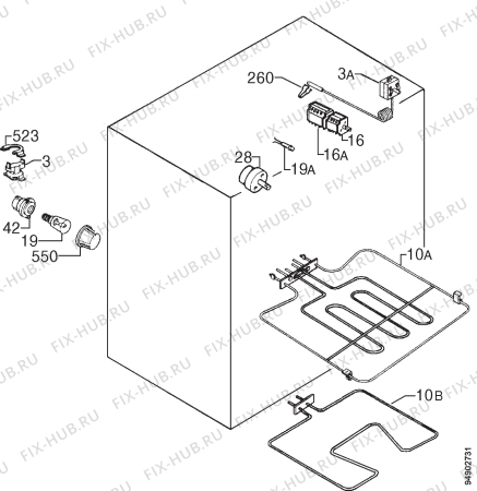 Взрыв-схема плиты (духовки) Zanussi ZHN731PX - Схема узла Electrical equipment 268