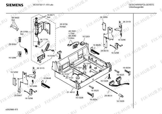 Взрыв-схема посудомоечной машины Siemens SE53732 - Схема узла 05