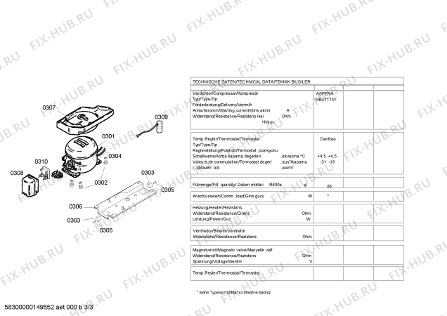 Взрыв-схема холодильника Siemens KD39VV05NE - Схема узла 03