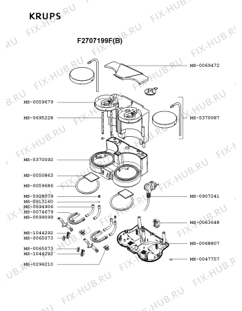 Взрыв-схема кофеварки (кофемашины) Krups F2707199F(B) - Схема узла BP001653.5P2