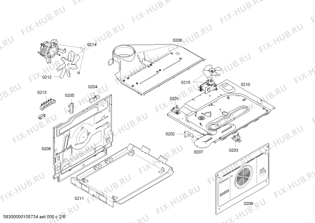 Взрыв-схема плиты (духовки) Bosch HBN300560C - Схема узла 02