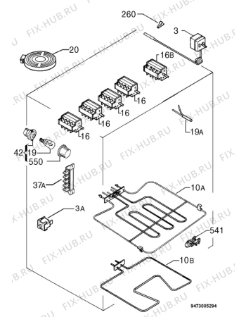 Взрыв-схема плиты (духовки) Zanussi SN6009 - Схема узла Electrical equipment 268