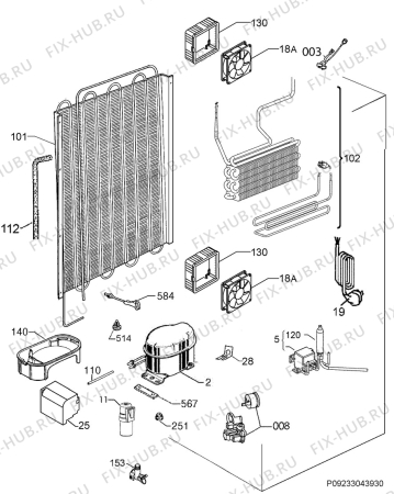 Взрыв-схема холодильника Progress PKV1445 - Схема узла Cooling system 017