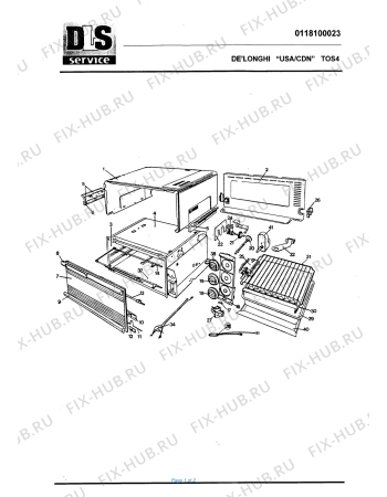 Схема №1 TOS 4 с изображением Обшивка для плиты (духовки) DELONGHI 702287