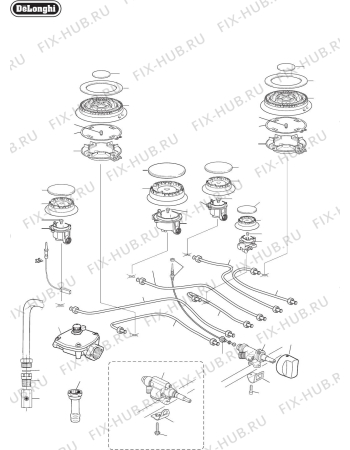 Взрыв-схема плиты (духовки) Delonghi Australia A106G - Схема узла 4