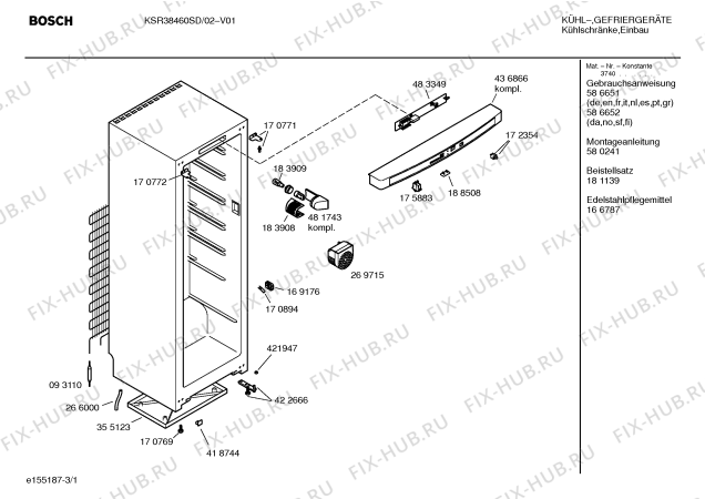 Схема №3 KSR38492 с изображением Дверь для холодильной камеры Bosch 00241134