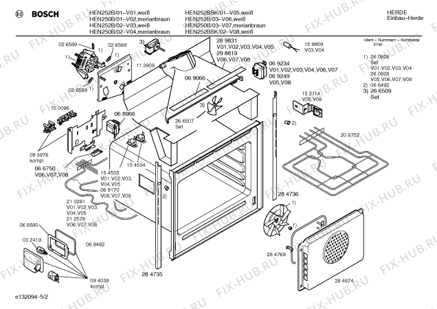 Схема №3 HEN250B с изображением Панель управления для духового шкафа Bosch 00290022