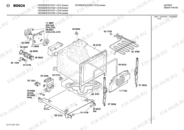 Взрыв-схема плиты (духовки) Bosch HES660HCH - Схема узла 04