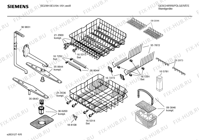 Схема №3 SE23913EU с изображением Инструкция по эксплуатации для посудомойки Siemens 00584028