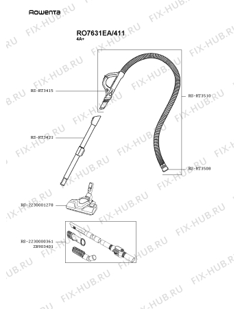 Схема №2 RO7631EA/411 с изображением Рама для пылесоса Rowenta RS-2230001330