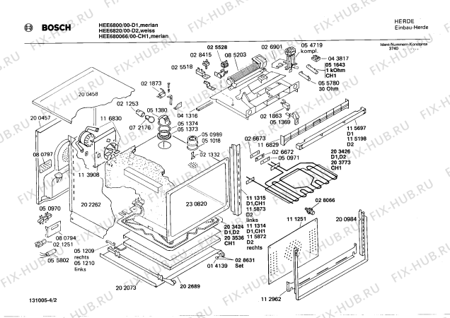 Взрыв-схема плиты (духовки) Bosch HEE6800 - Схема узла 02