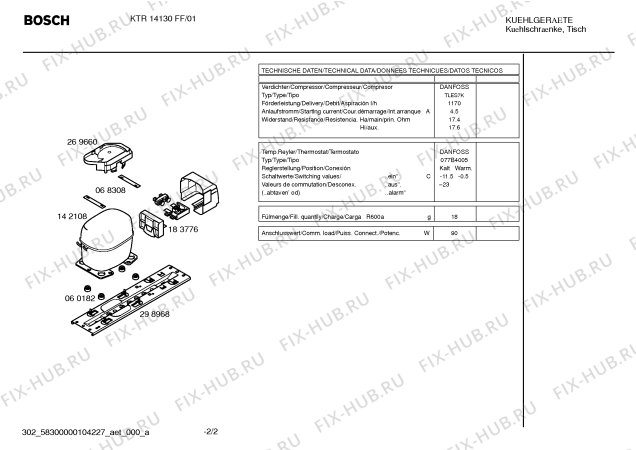 Взрыв-схема холодильника Bosch KTR14130FF - Схема узла 02
