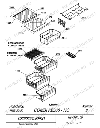 Схема №4 CS238020 (7508320029) с изображением Компрессор для холодильника Beko 4617680500