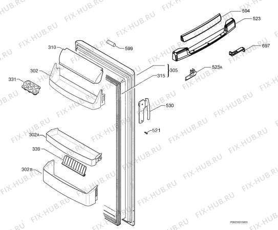 Взрыв-схема холодильника Electrolux SC330 - Схема узла Door 003