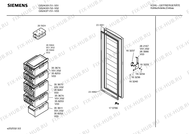 Взрыв-схема холодильника Siemens GS24U01 - Схема узла 02