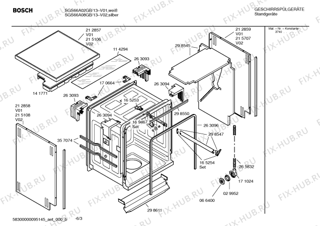 Взрыв-схема посудомоечной машины Bosch SGS66A02GB Logixx auto option - Схема узла 03