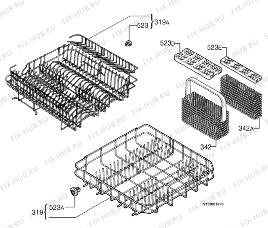 Взрыв-схема посудомоечной машины Rex SP763B - Схема узла Basket 160