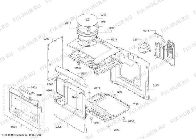 Взрыв-схема кофеварки (кофемашины) Bosch TES50129RW VeroCafe - Схема узла 02