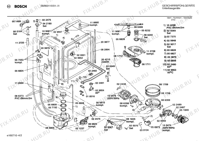Взрыв-схема посудомоечной машины Bosch SMI6011II SMI6011 - Схема узла 02