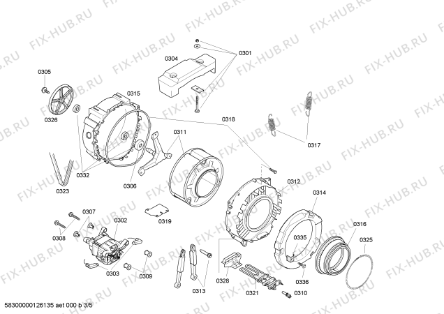 Взрыв-схема стиральной машины Bosch WLX20362BY Maxx 5 - Схема узла 03