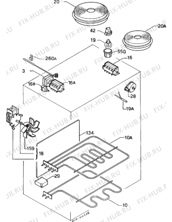 Взрыв-схема плиты (духовки) Rex R92BSM - Схема узла Electrical equipment 268