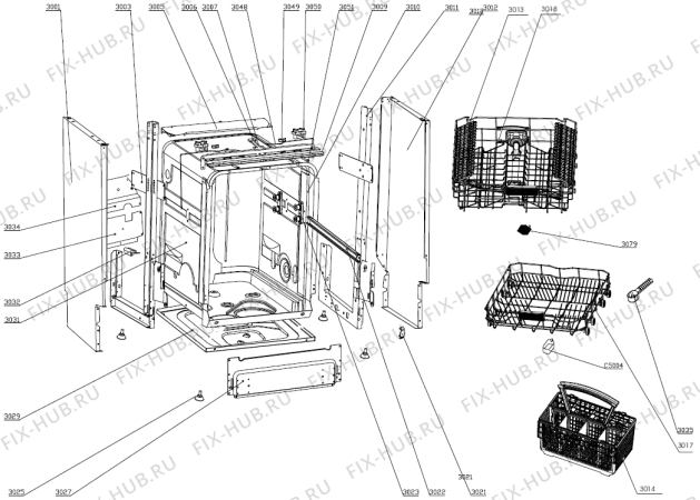 Взрыв-схема посудомоечной машины Sidex SGI602X (272022, WQP12-9350J) - Схема узла 03