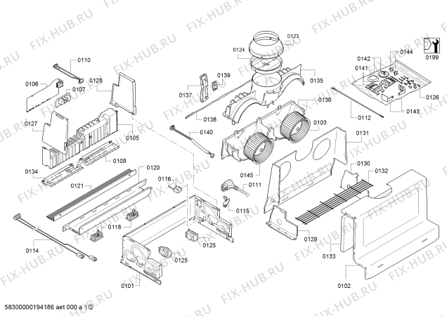 Схема №2 D46PU54X0B Neff с изображением Крышка для вентиляции Bosch 11013955