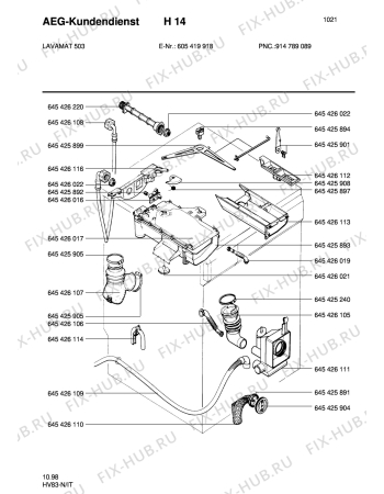 Взрыв-схема стиральной машины Aeg LAV503 - Схема узла Water equipment