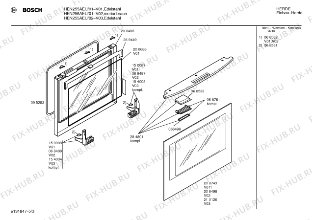 Взрыв-схема плиты (духовки) Bosch HEN255AEU - Схема узла 03