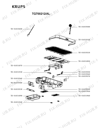 Схема №1 TG700212/AL с изображением Плоскость для мультигриля Krups TS-01033520