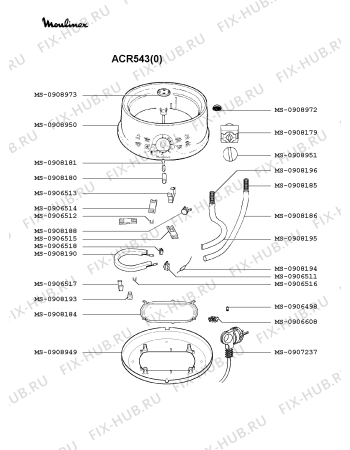 Взрыв-схема мультиварки (пароварки) Moulinex ACR543(0) - Схема узла JP002244.7P2