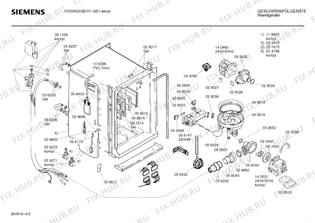 Взрыв-схема посудомоечной машины Siemens SR25602GB - Схема узла 02