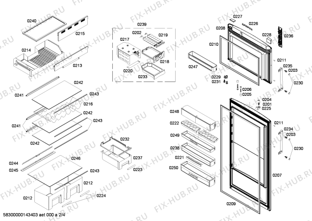 Схема №3 KDN42AL10N с изображением Уплотнитель двери для холодильной камеры Bosch 00248859