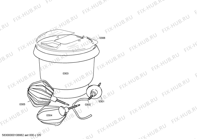 Взрыв-схема кухонного комбайна Bosch MUM4406 ProfiMixx 44 - Схема узла 03