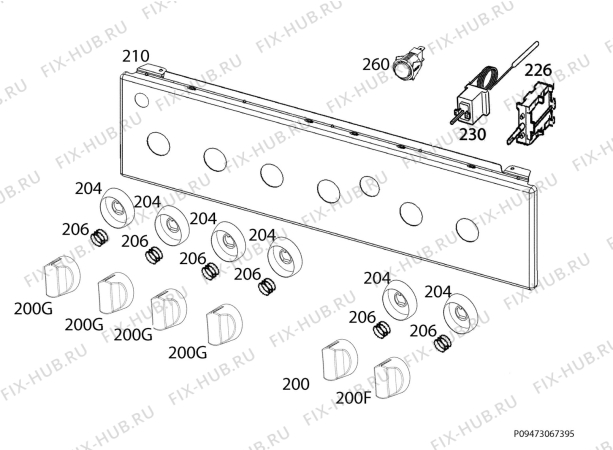 Взрыв-схема плиты (духовки) Zanussi ZCK954001W - Схема узла Command panel 037