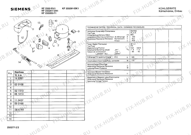 Взрыв-схема холодильника Siemens KF233205 - Схема узла 02