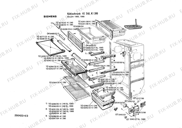 Взрыв-схема холодильника Siemens KI240 - Схема узла 03