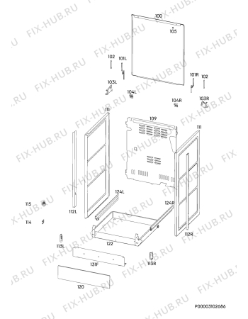 Взрыв-схема плиты (духовки) Electrolux EKK75455KW - Схема узла Housing 001